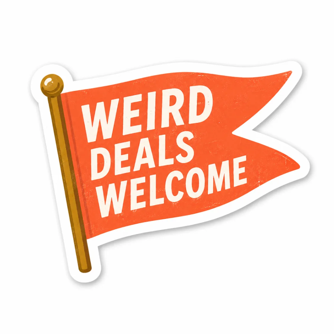 Weird deals welcome flag editorial graphic